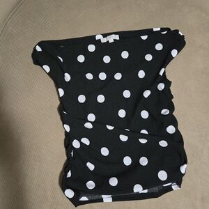 LOFT Black and White Polka Dot Top